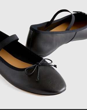 Quince Italian Leather Mary Jane Ballet Flat Black Size 8 worn ONCE